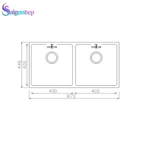 Chậu rửa bát 2 hố Konox Undermount Sink Cube 8744DU
